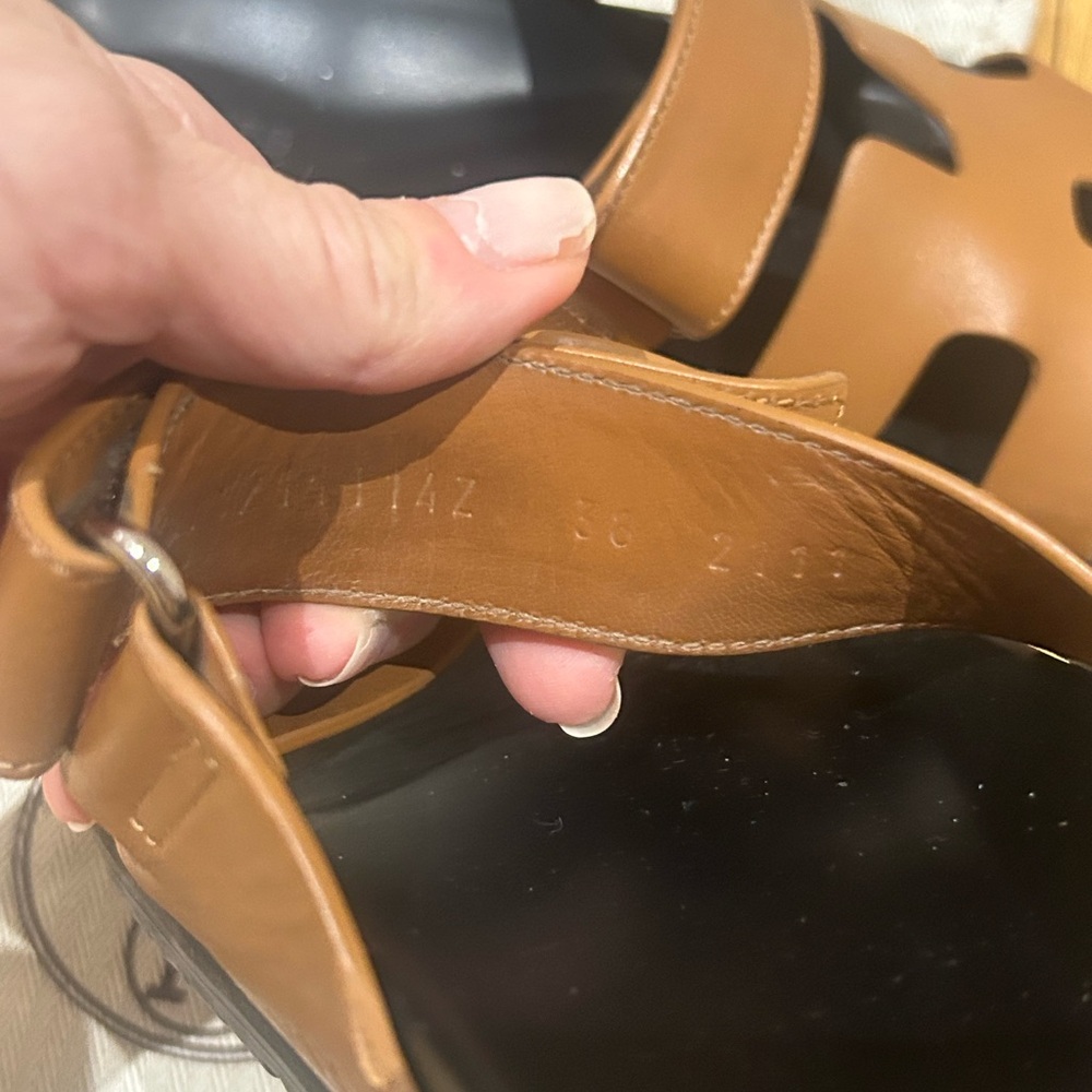 Women’s Hermes Tan and Black Sandals - Picture 10 of 12